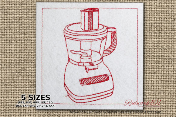 Food Processor Redwork Embroidery Design Review