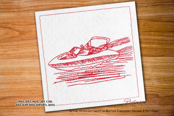 Jetski Speedboat Redwork Review for Seasonal Embroidery