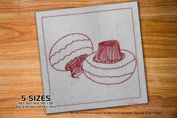 White Button Mushroom Redwork Embroidery